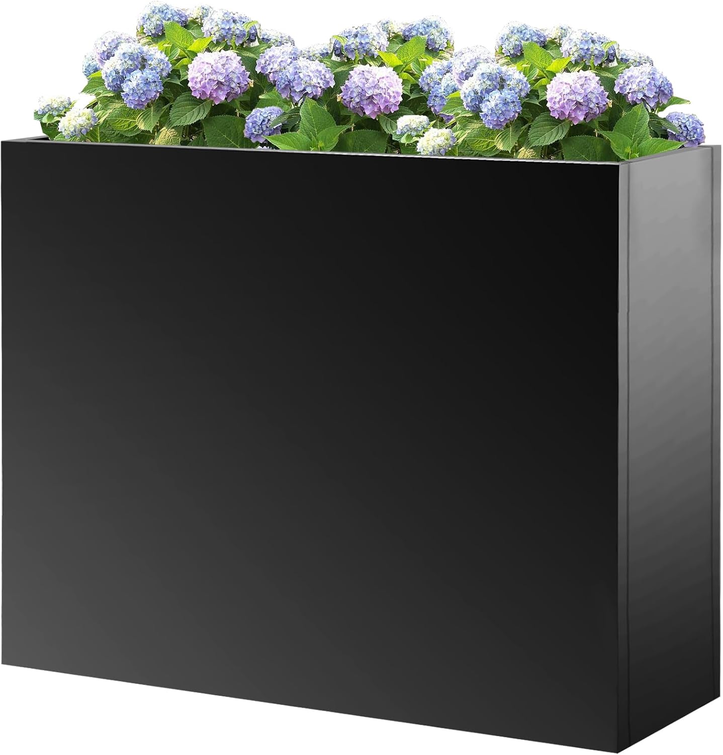 Outdoor planters for Porch Outdoor Tall Planter Box Black Fiberglass Privacy Screen Planter Box Tall Rectangular Narrow Large Big Patio Porch Planter for Outdoor Plants