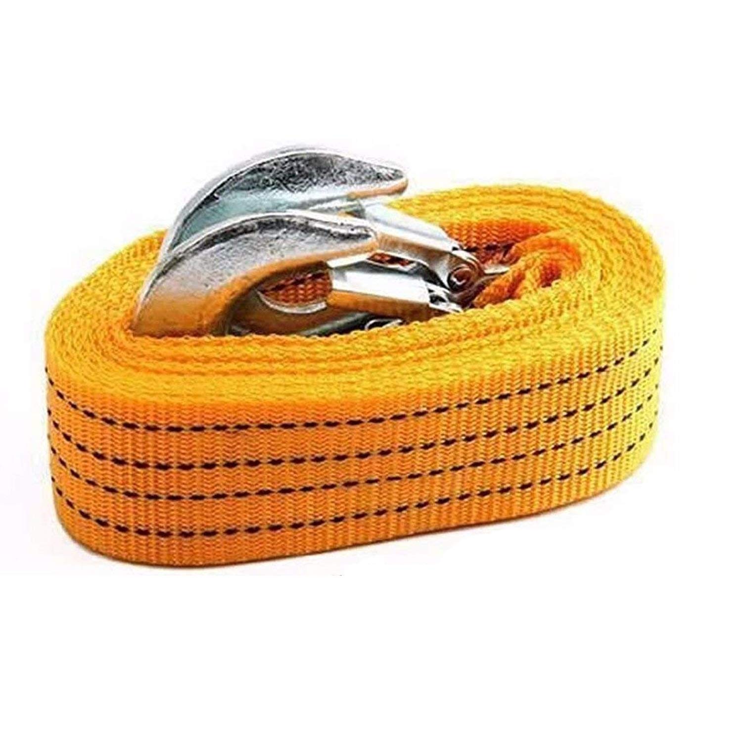 Pivalo Polyester Car Tow Rope Straps with Self-Locking Hooks 3 m Long 3 tons High Strength (Color May Vary)