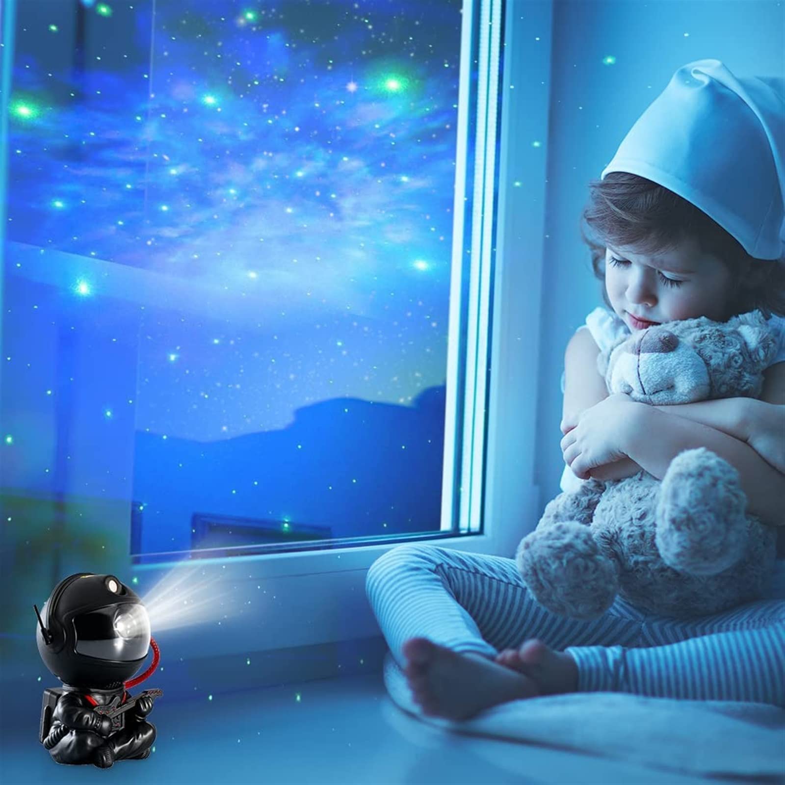 Proyector de luz nocturna de estrella con ángulo de cabeza ajustable, proyector de luz de astronauta, proyector de estrella de astronauta con control remoto, proyector de techo estrellado for decoraci