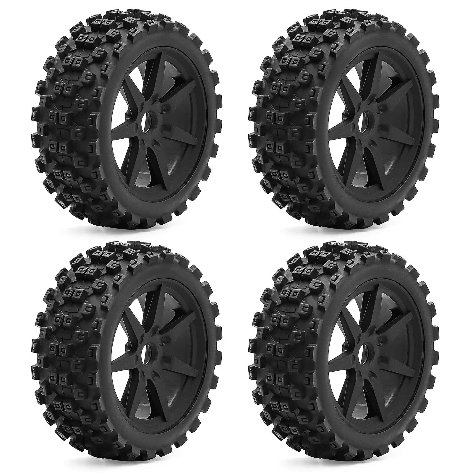 Parti Esagonali Da 12Mm Pneumatici Da 115Mm Per Traxxas JATO 1/8 | Parti RC Modifica con pneumatici 115mm e ruote 12mm hex prestazioni stabili in per buggy off-road(Black)