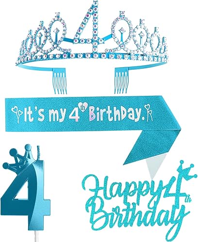 Vista 53 de Decoraciones de 7º cumpleaños para niña, incluyendo corona/tiara, banda, adornos para pastel de cumpleaños y velas del número 7, suministros de Rosa