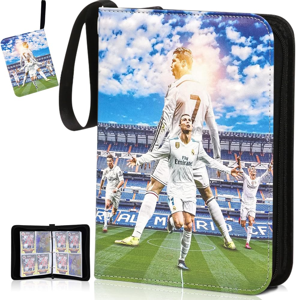 XEERUN Football Card Holder, Football Card Binder, 50 Page 400 Pockets Football Card Folder with Zipper and Handle Strap, Removable Sleeves, FootballCard Book, Trading Card Album for football (D) — image 1