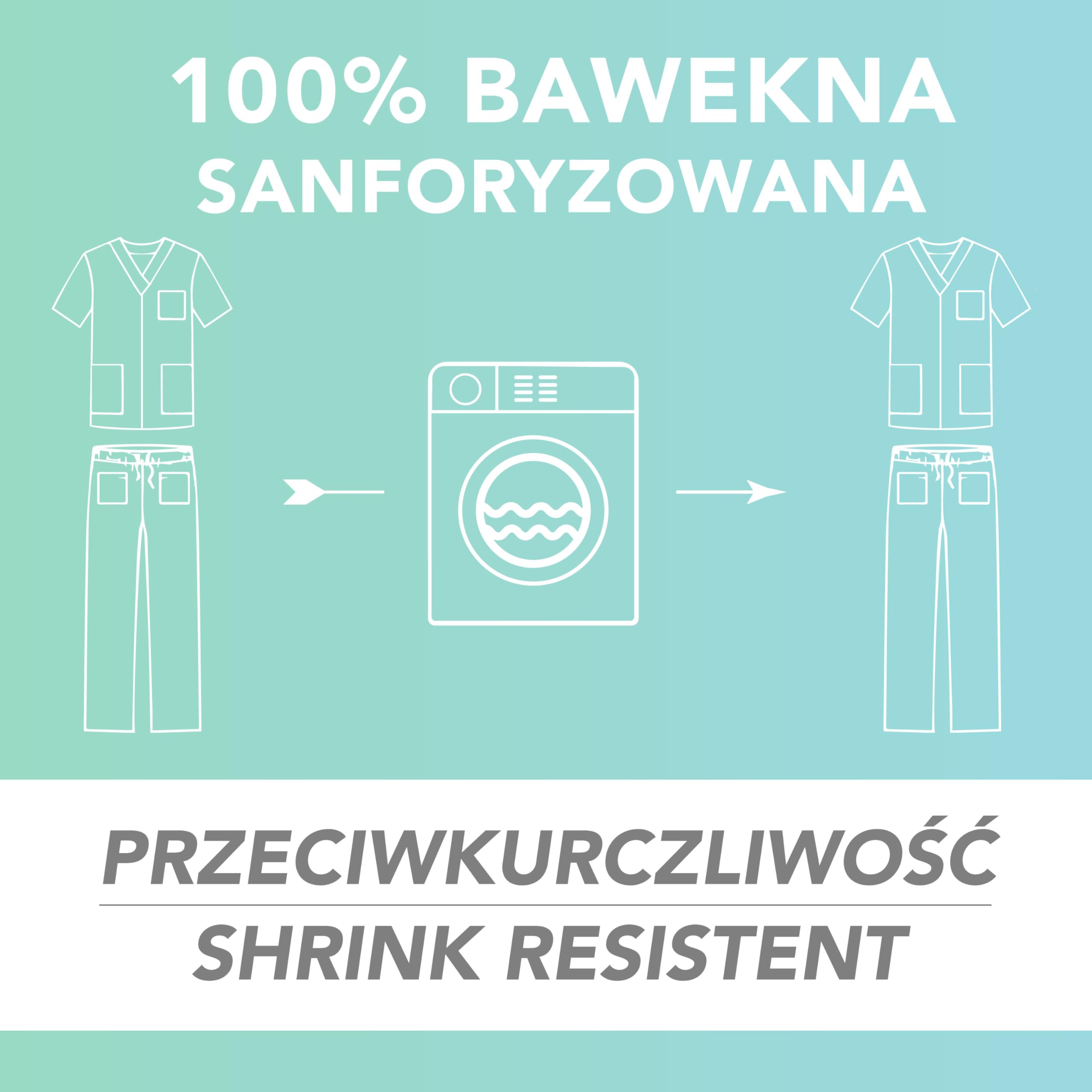 AIESI® mundur sanitarny mężczyźni kobiety bawełna 100% sanforyzowane spodnie i rozmiar V