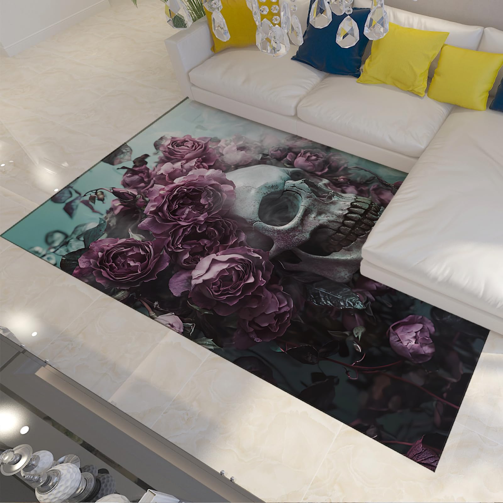 Tapis antidérapant Halloween lavable et grand tapis de cuisine 140x200cm décor automne