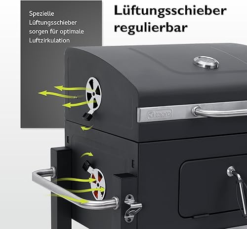 tepro Grillwagen Toronto Click Charcoal Barbecue, Anthracite/Stainless Steel, 56 x 41.5 cm - 7
