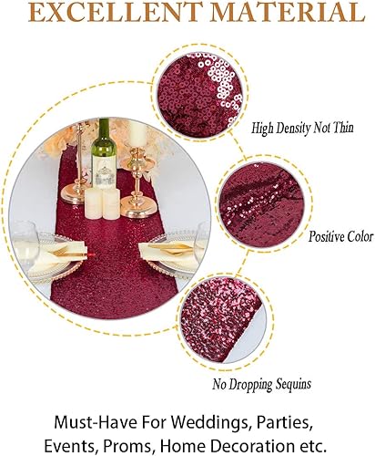 Vista 146 de Camino de mesa de lentejuelas doradas, 12 x 72 pulgadas, paquete de 15 caminos de mesa de boda con purpurina, camino de mesa dorado brillante