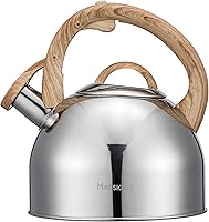 Vista 14 de MARSKITOP Tetera para estufa, tetera silbante para estufa, tetera de acero inoxidable de grado alimenticio con mango ergonómico Cool Touch, 2.6 Negro