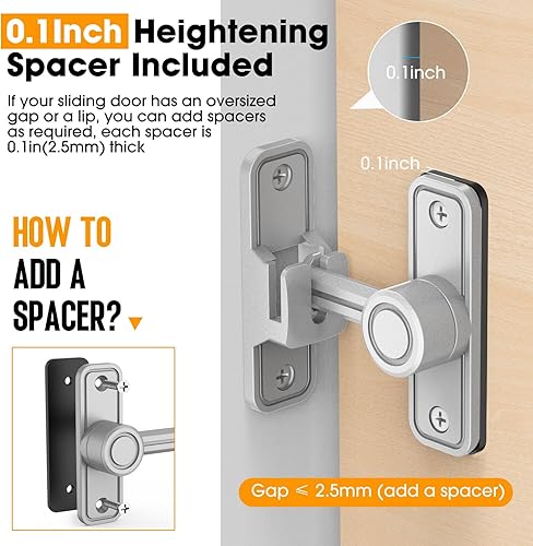 Miniatura 4 de Cerradura de puerta corrediza de granero, cerraduras de 90 grados para puertas de granero, pestillos de puerta abatible para granero, jardín, baño,