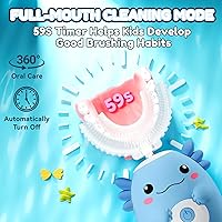 Vista 6 de Axolotl Cepillo de dientes eléctrico en forma de U para niños, cepillo de dientes automático Sonic de dibujos animados con 6 cabezales de cepillo