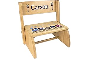 Personalized Train Wood Step Stool Bench Seat