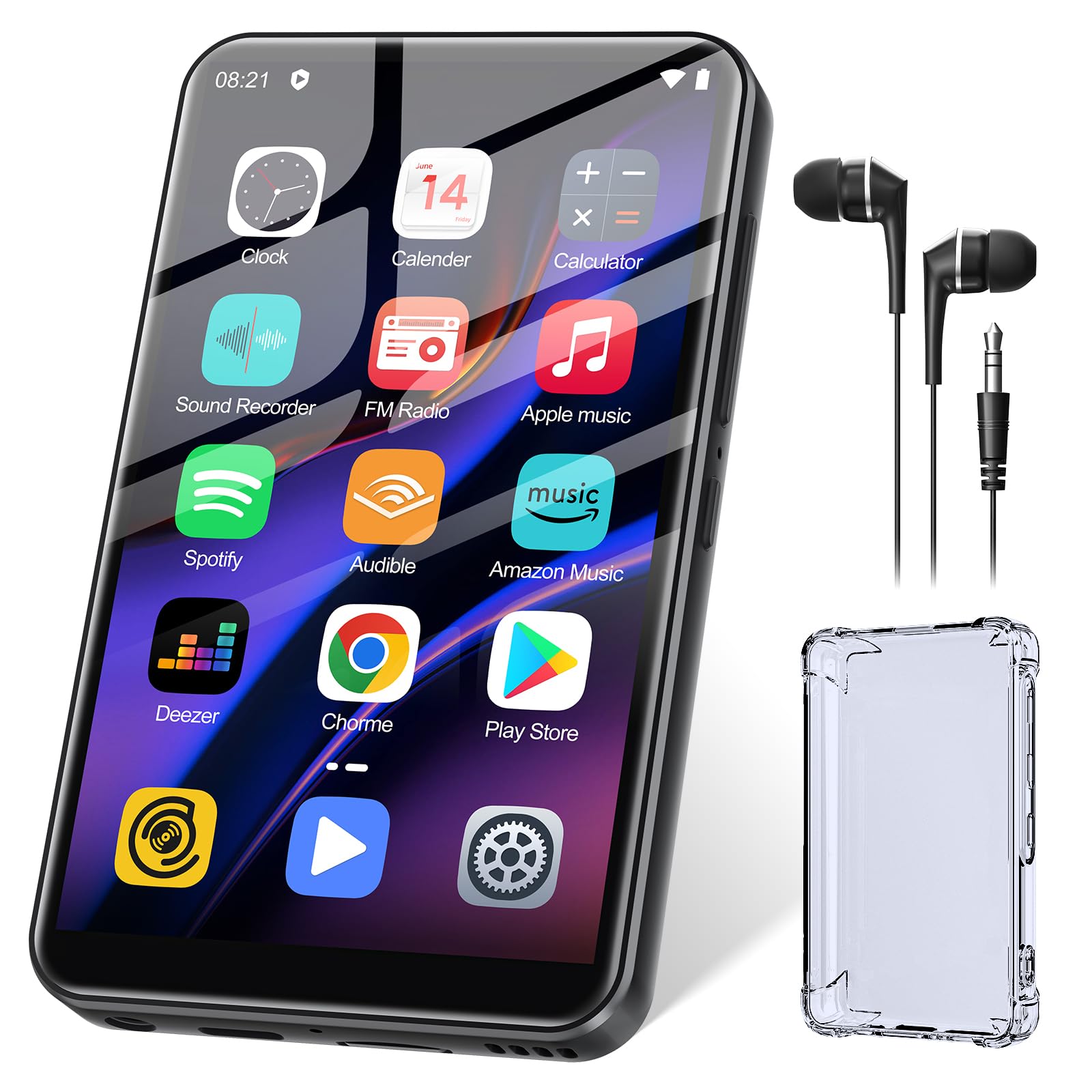 80GB MP3 Player mit Bluetooth und WiFi, ZAQE MP4 Player mit Spotify, Pandora, Audible, YouTube, Hi-Fi 4.0" Zoll Touchscreen Musik Player mit Play Store (Schwarz)