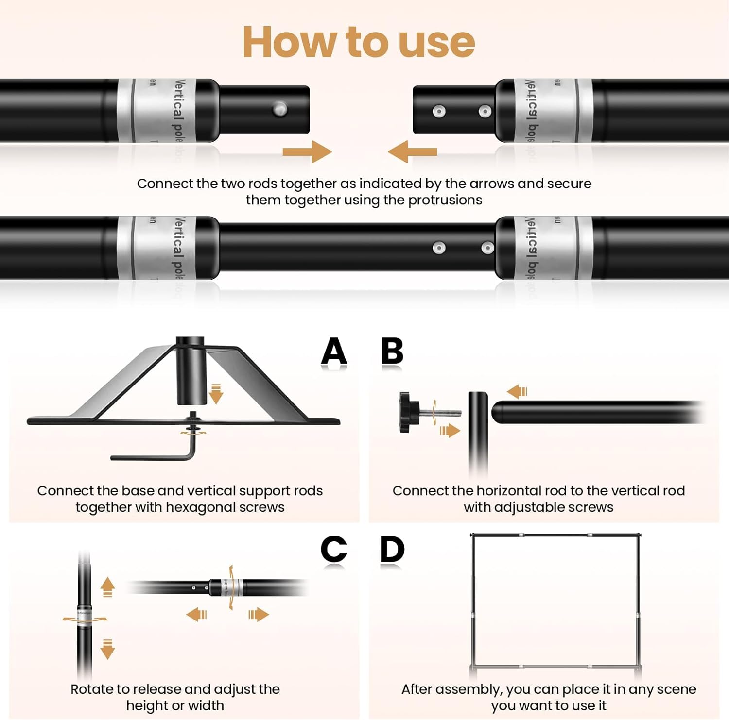 Jiang&Rong 10x10ft Heavy Duty Backdrop Stand Kit - Adjustable Step and Repeat Photo Banner Stand for Photography, Trade Shows, Photo Booths, Events(Black)
