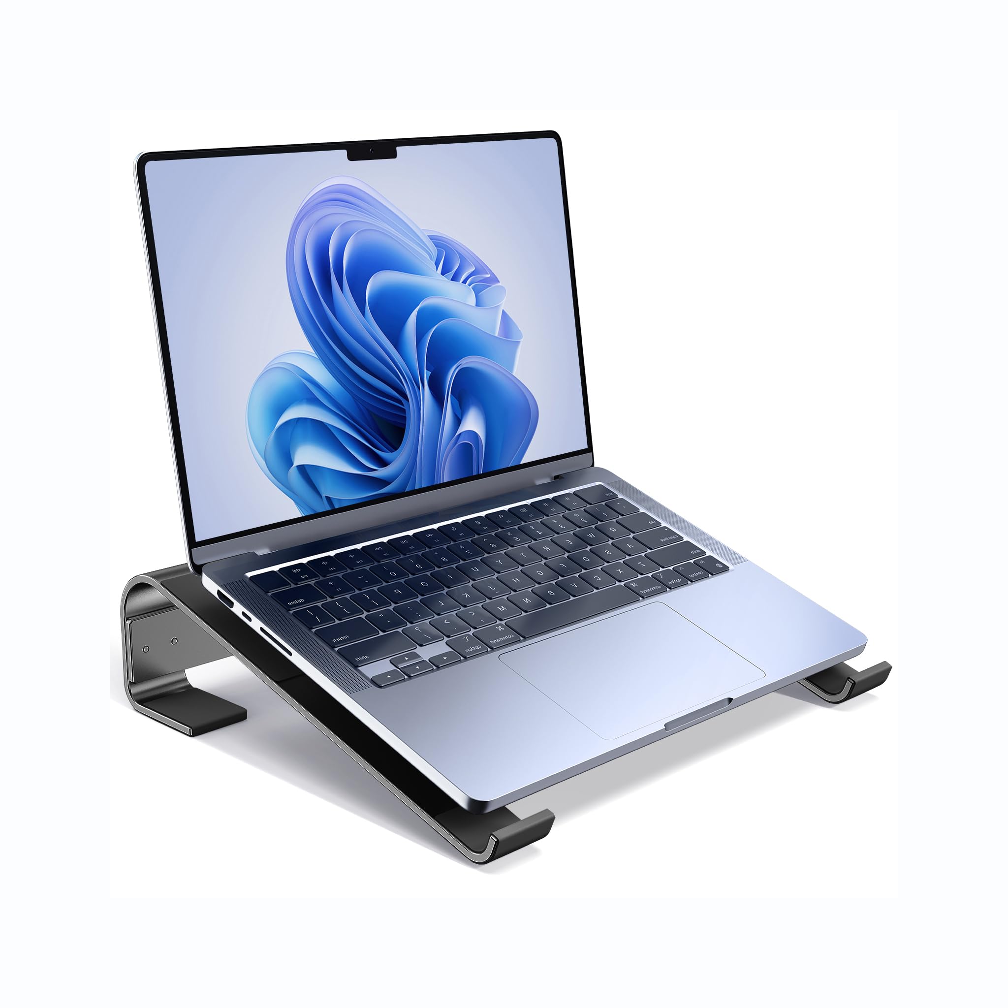 JOOF Aluminum Laptop Stand, Portable Cooling Stand, Ergonomic Laptop Holder for Desk (Non-Slip), Compatible with MacBook Air, Pro, Dell, HP, Lenovo, and All Laptops 10-17" (Black)