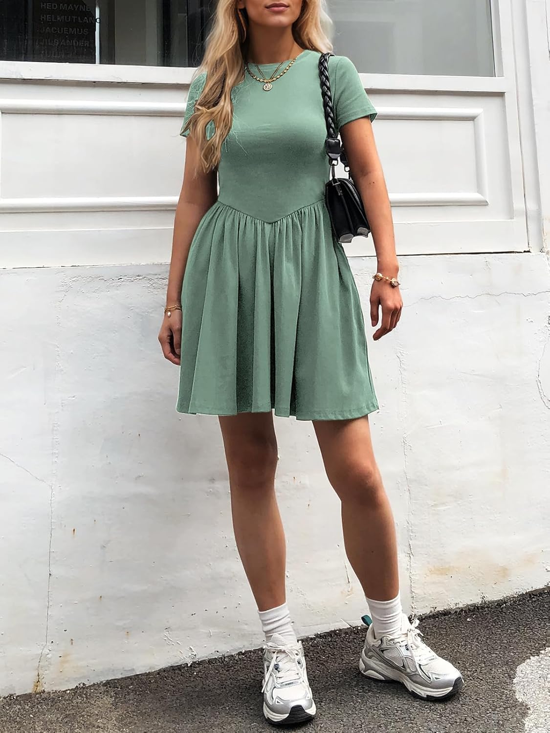 Womens Summer T Shirt Dress Short Sleeve Casual Mini Dresses Drop Waist Swing A Line Dress with Pockets - Image 4
