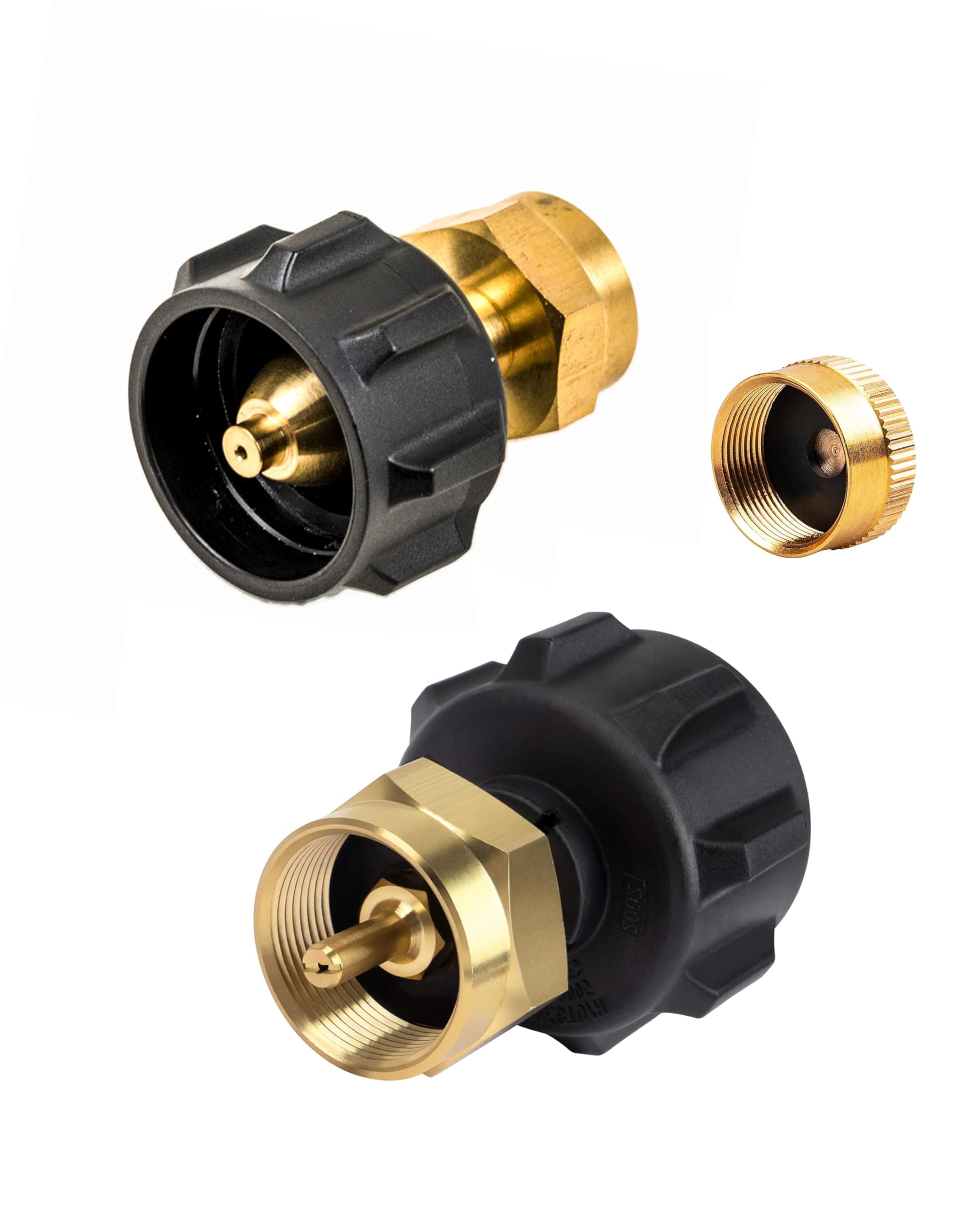 Syncoost 2-Pack Propane Refill Adapter for1 lb, Fill 1 Pound Bottles from 20lb Tank, Solid Brass LP Gas Tank Coupler, Corrosion Resistant & Fits QCC1 / Type1 Propane Tank (with Bottle Caps)