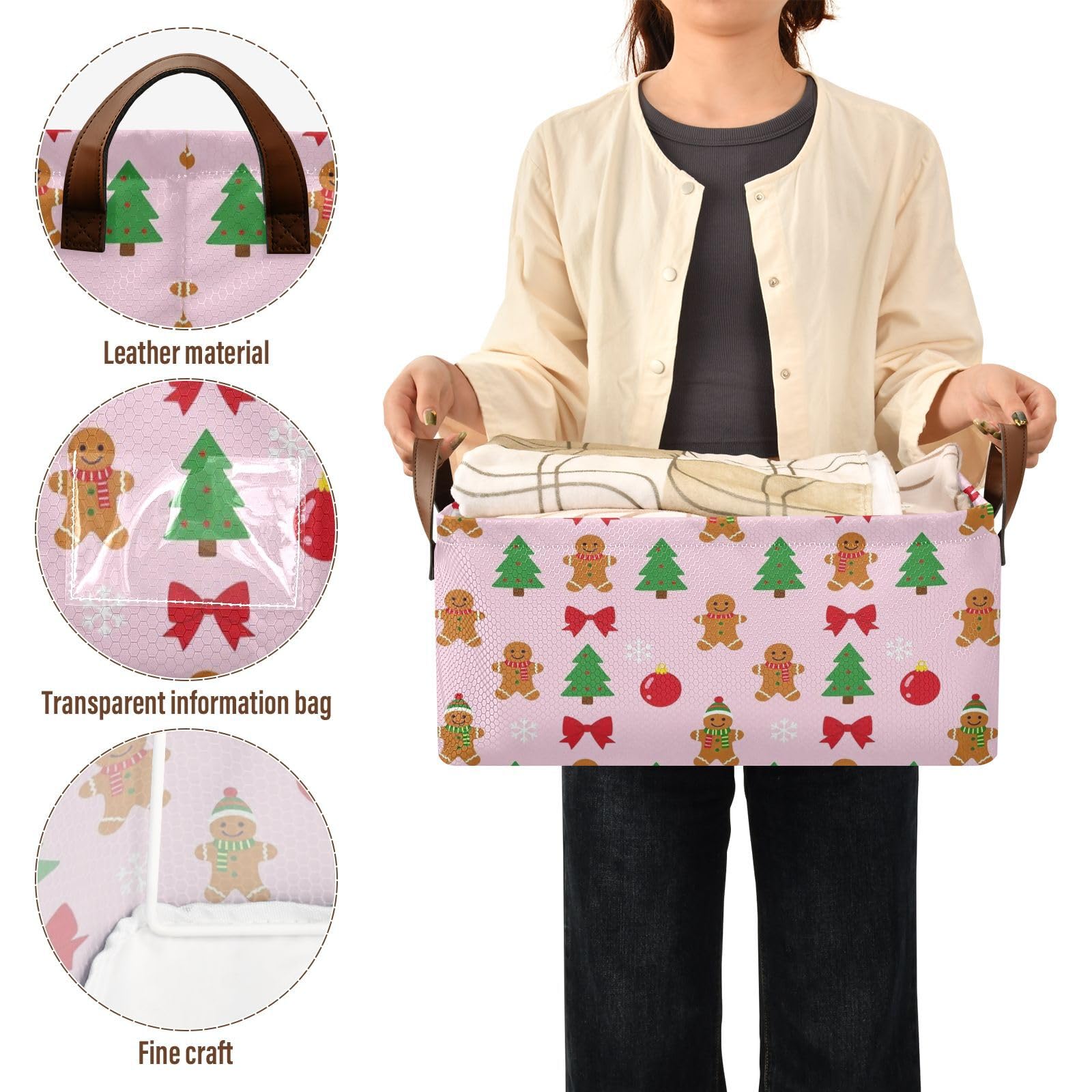 FRODOTGV Contenedor de poliéster resistente al agua para organización del hogar, árbol de Navidad, pan de jengibre, talla S