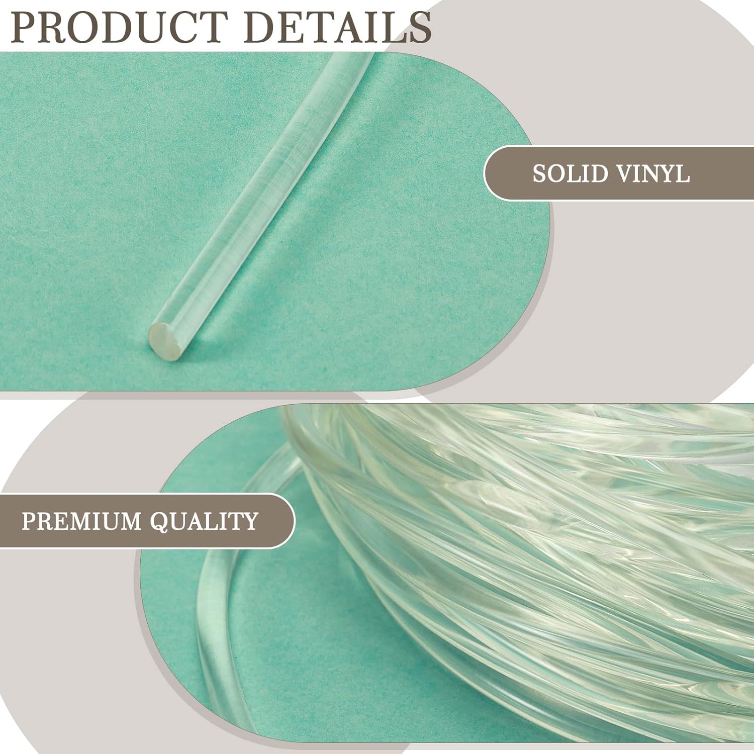 Vinyl Sling Chair Spline Outdoor Patio Long Solid Awning Cord Replacement Fabric Sling Chair Spline Replacement for Outdoor Patio Lawn Garden Pool Furniture(49 ft,1/4")