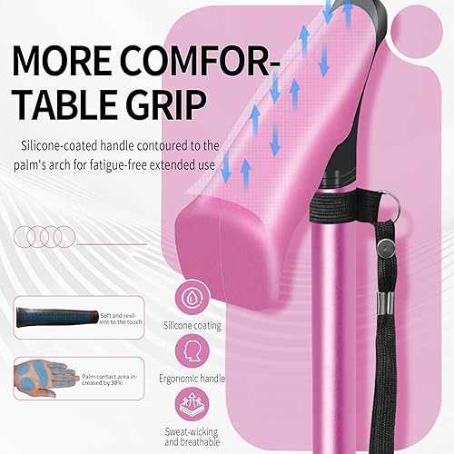 Miniatura 3 de Bastón ajustable para hombres y mujeres, mango de textura de piel, la impresión no se decolora, elegante bastón más adecuado para uso a largo plazo