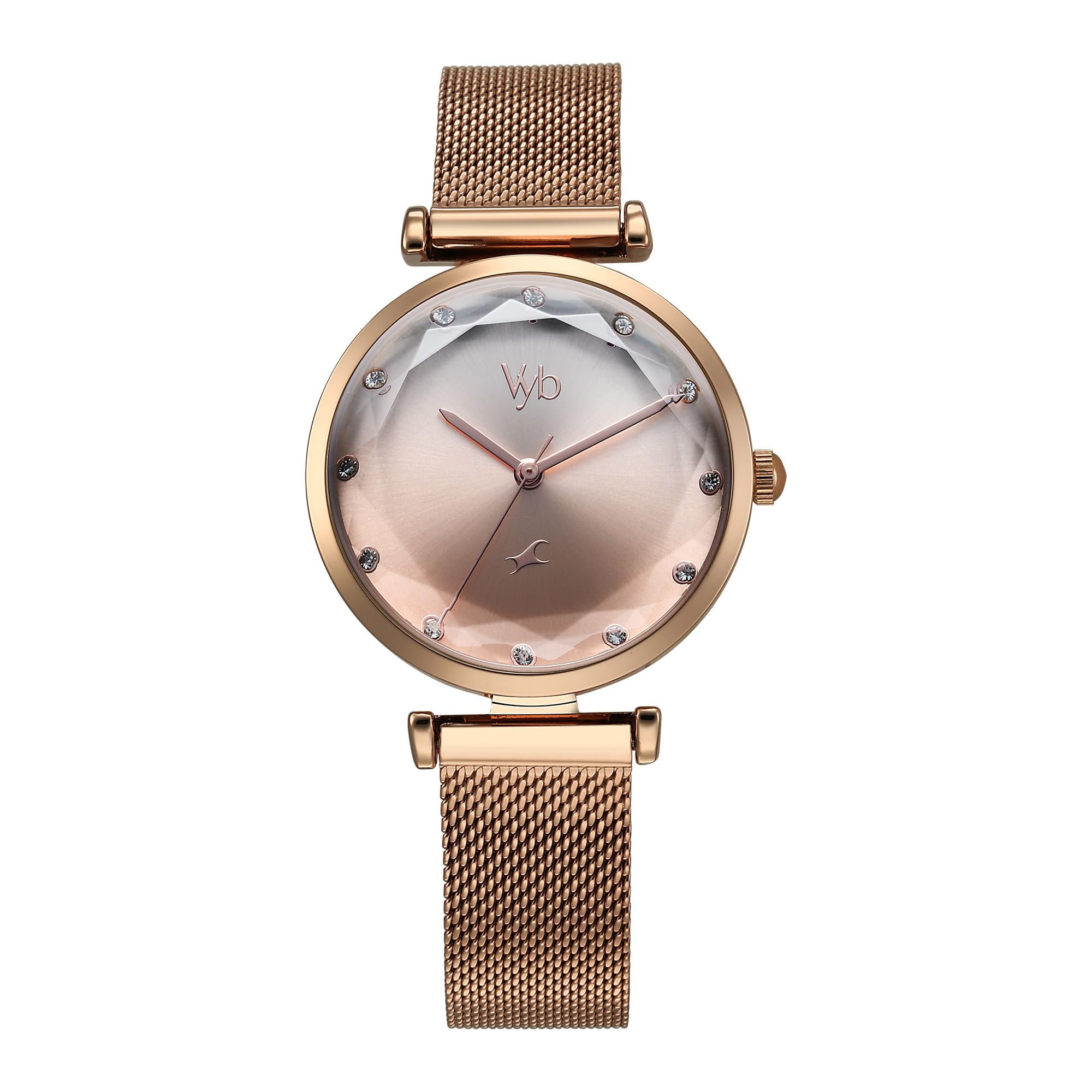 Vyb Aura Quartz Analog Silver & Peach Dial Watch for Women