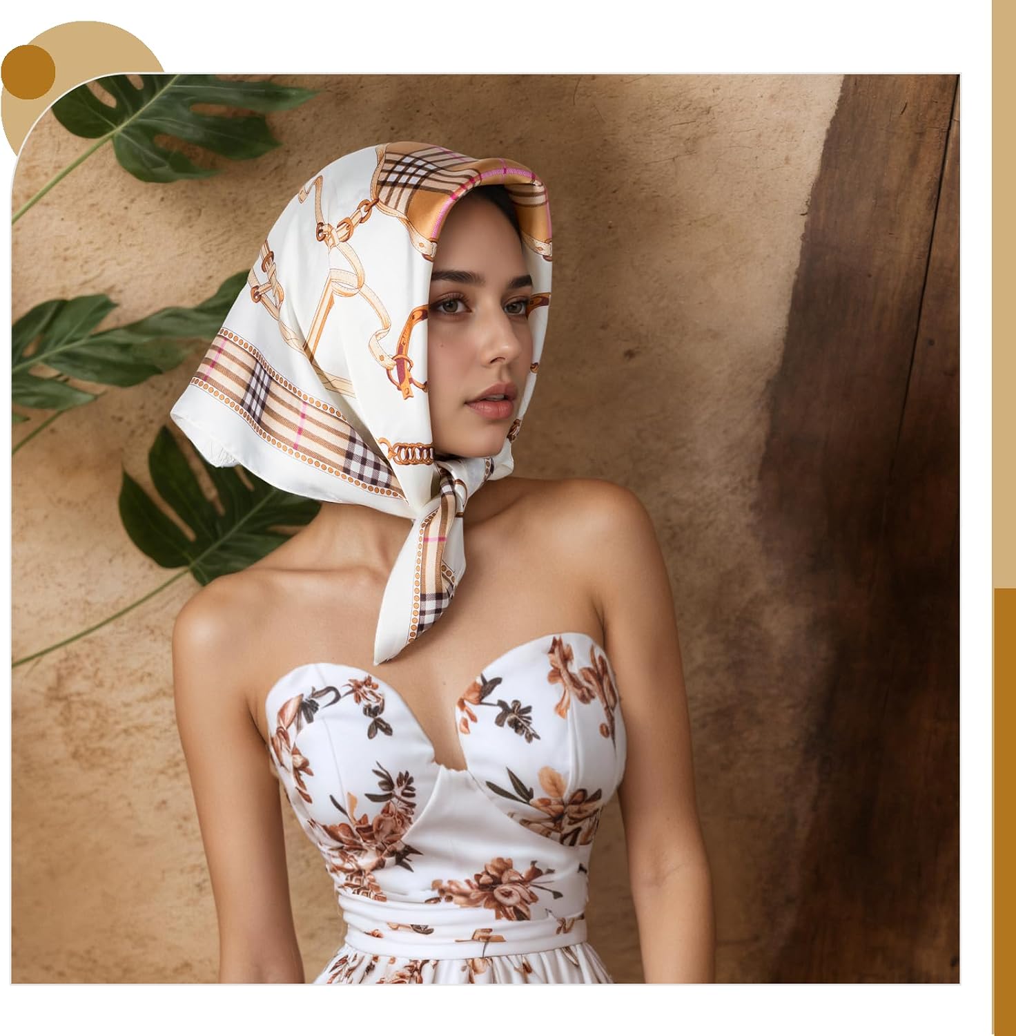 Seawhisper Premium Printed Satin Silk-Like Neck Scarf for Women Square 26" image 5