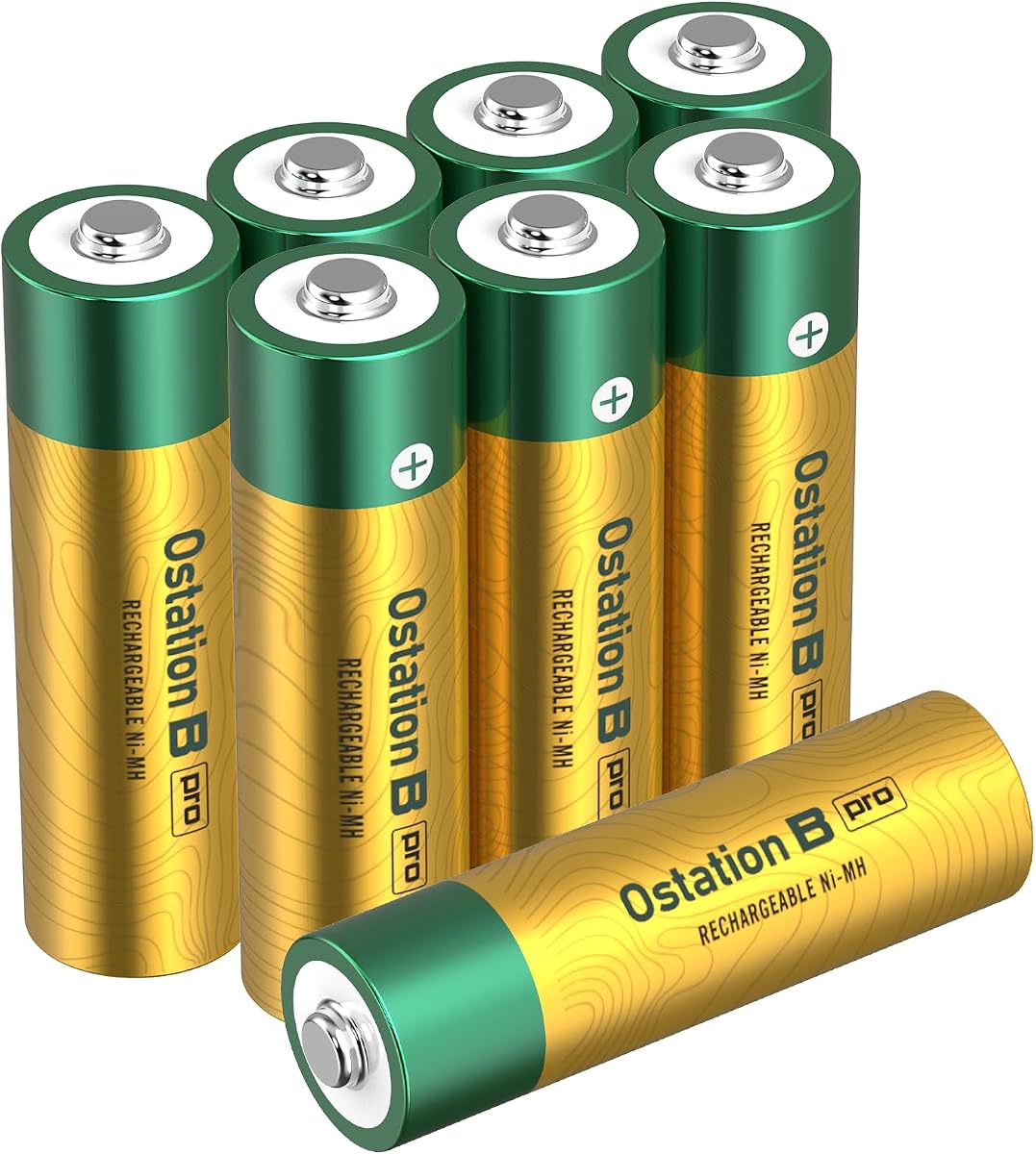 Pilas recargables NiMH OLIGHT B Pro AA, paquete de 8 unidades | Alta capacidad de 2100 mAh, voltaje de batería de 1,2 V, ideal para dispositivos cotidianos, duradero y reutilizable