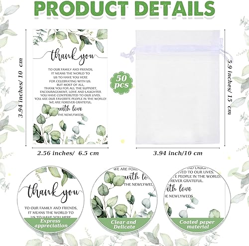 Miniatura 3 de Dandat 50 juegos de regalos de agradecimiento de boda, 50 abrebotellas de tarjetas de crédito, abrebotellas de acero inoxidable, 50 tarjetas de