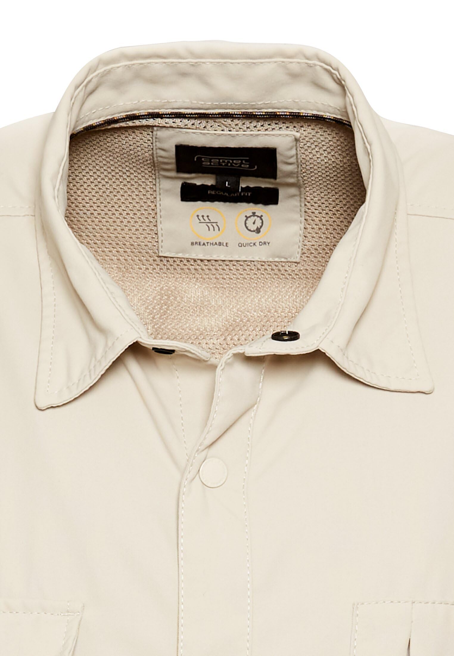 camel active Męska koszula z krótkim rękawem z efektem chłodzenia, beżowy, XL