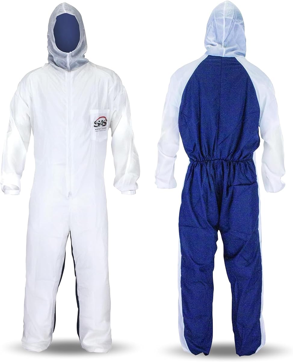 SAS Safety Corp Moonsuit Mono de nailon y algodón lavable a máquina, jersey completo con capucha, mono de trabajo con cremallera frontal completa, cintura elástica con bolsillos para pintura, automoción, fábrica (3XL)