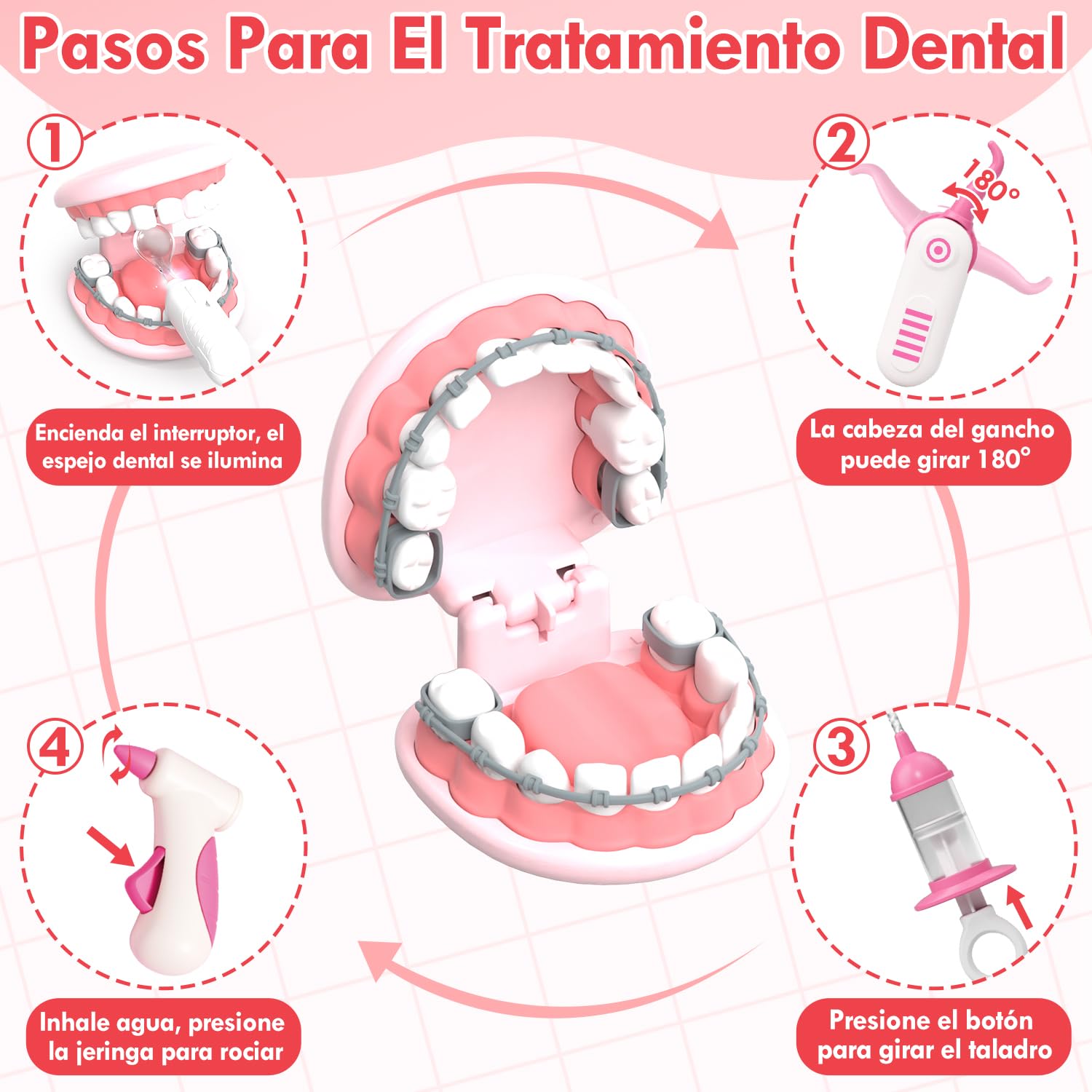 Lehoo Castle Maletin Medicos Juguete, Juego de Dentista, Doctora Juguetes, Kit Medico Infantil, Juguetes Niños 3 Años(Rosa) | Bolsa médica con masilla, bolsas médicas, juguetes médicos, juegos de rol, regalo para niñas de 3 4 5 años (rosa)