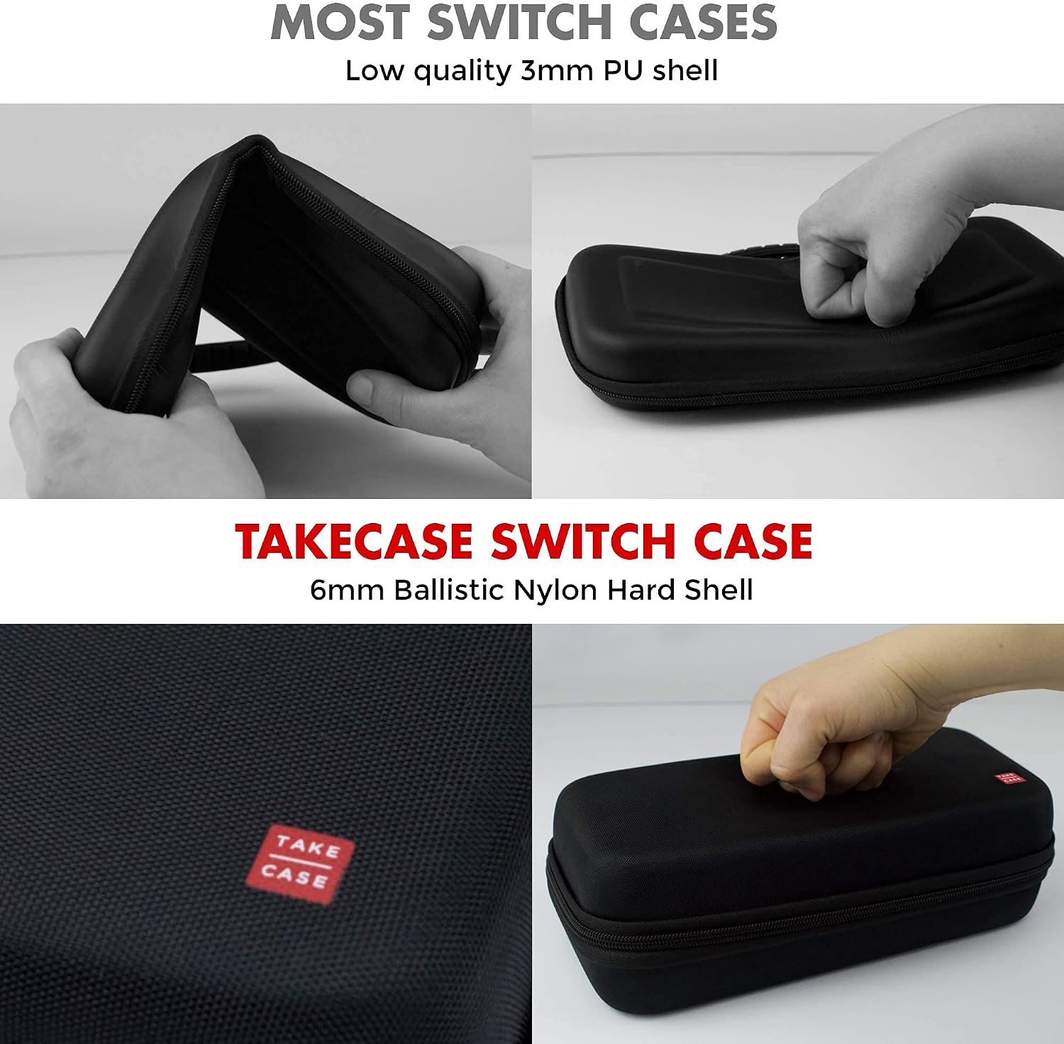 TakeCase Carrying Case for Nintendo Switch and New OLED - Protective Hard Case Includes Pouch That Fits Adapter/Charger, Accessories and 19 games storage - Perfect for Travel (Red - Black)