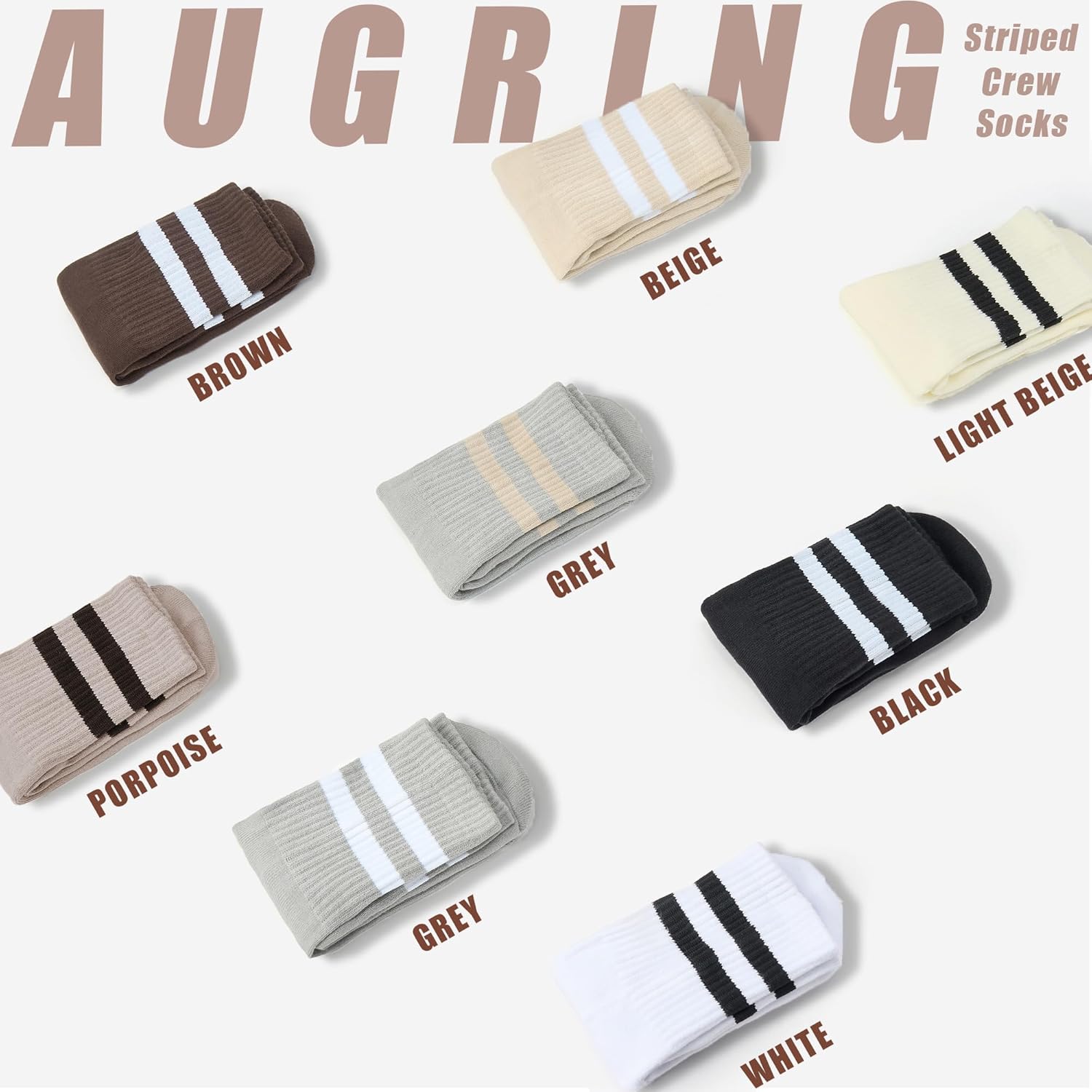 Women's Striped Cotton Crew Socks Cozy Casual Athletic Quarter Socks for Running & Gym Size 5-11 - Image 6