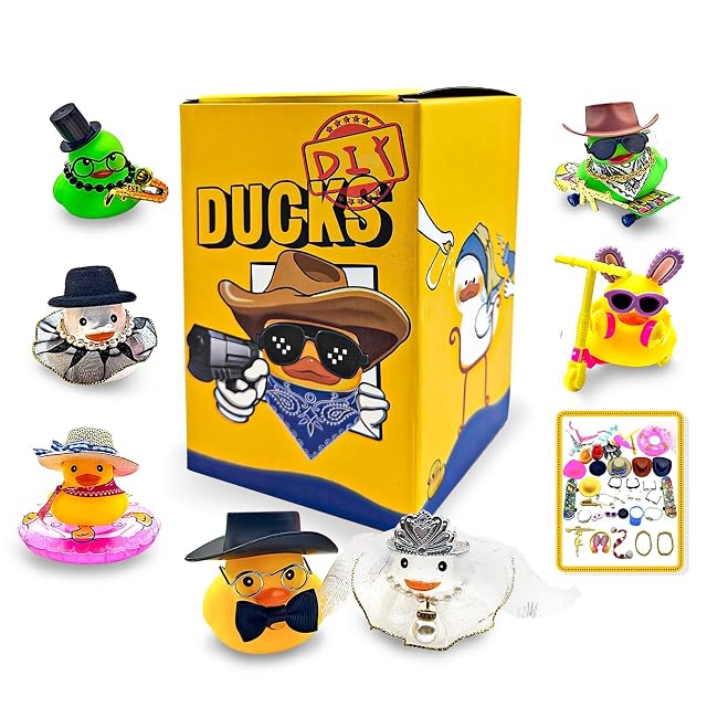 Jeep Ducks DIY Kit Rubber Duck for Jeeps Ducking 7 Rubber Duckies and 40 Random Assorted Accessories Set