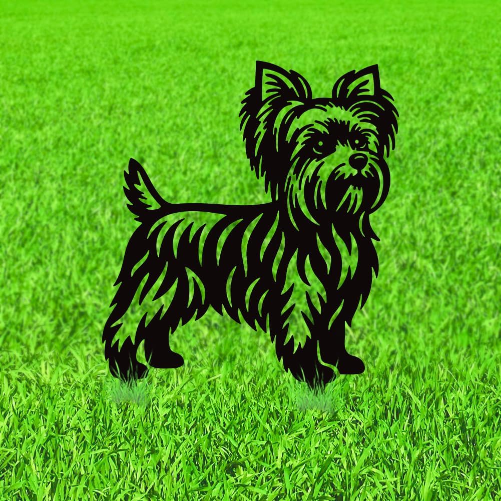 WADORN Yorkshire Terrier Decor Garden Stakes Black Yorkie Metal Yard Art Decorations Animal Silhouette Outdoor Decor for Outdoor Garden Backyard Lawn Dog Theme Ornaments Stakes Gifts for Women Men