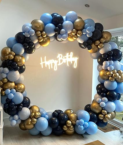 Miniatura 2 de CboDeco Guirnalda de globos de bricolaje con azul marino, azul macarrón, dorado metálico, kit de guirnalda de arco de globos para graduación, baby