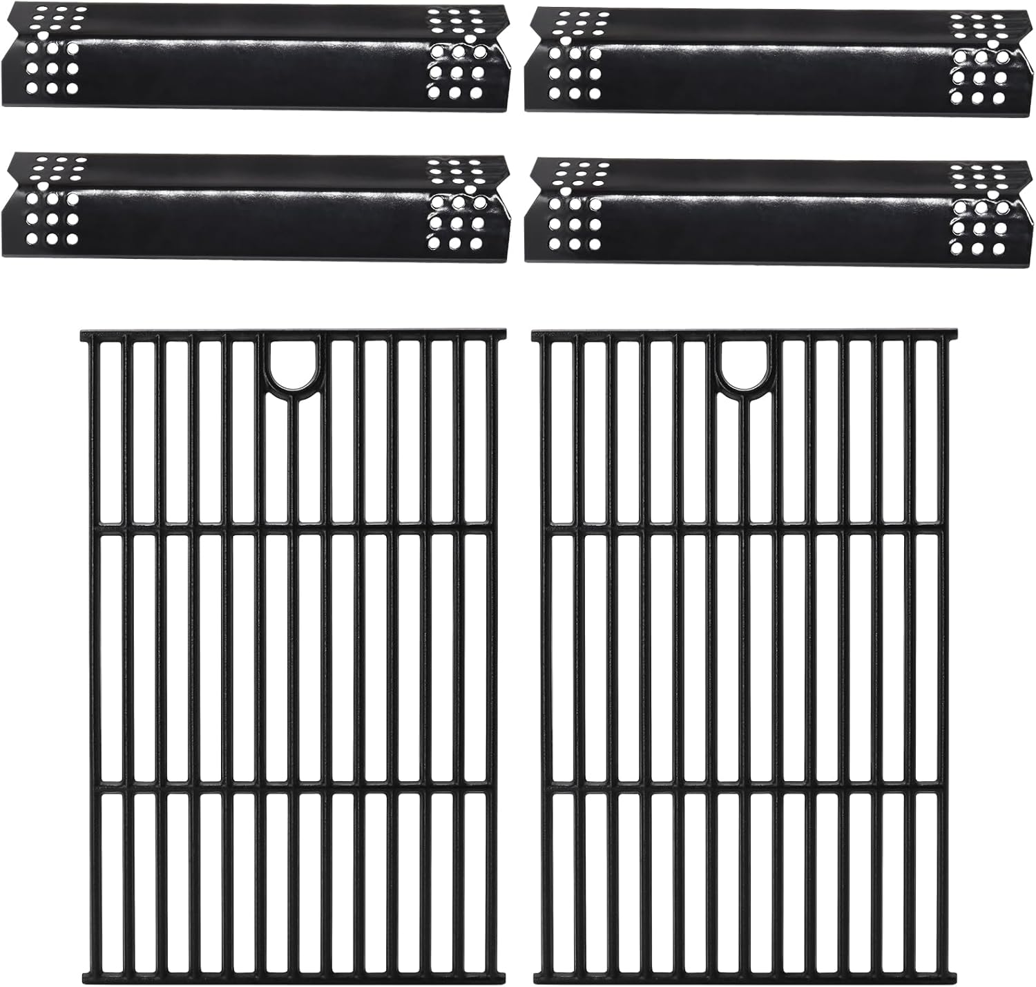 Hiorucet Grill Parts for Nexgrill 4 Burner 720-0925P, 720-0925, 720-0925S, 720-0737, Cast Iron Cooking Grid Grates, Porcelain Heat Plates Shields Flame Tamer for Nexgrill 720-0925P Replacement Parts.