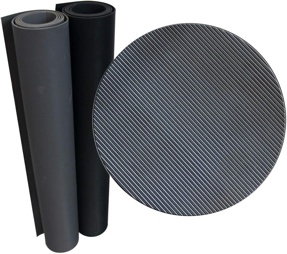 Rubber-Cal 03-272-36-BK-25 Goodyear Fine-Ribbed Rubber Flooring, 3.5mm x 36 x 25', Black