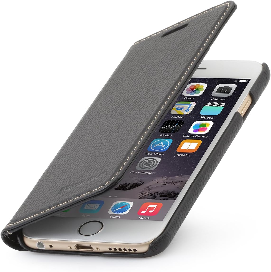 StilGut Talis Without Clip, Genuine Leather Wallet Case for Apple iPhone 6 & iPhone 6s (4.7''), Black