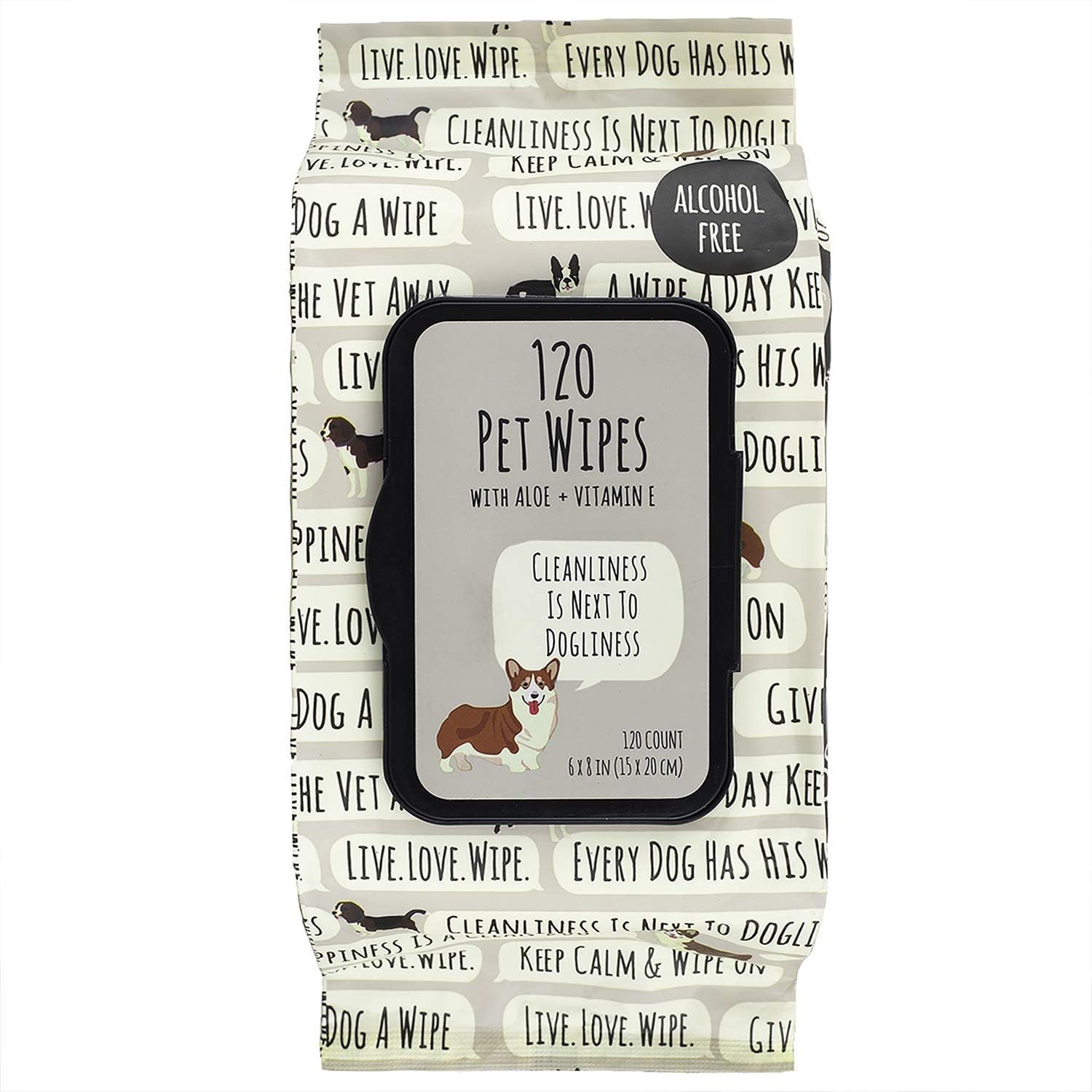 Precious Tails Pet Wipes (120 Count) Extra Gentle Deodorizing Dog Grooming Wipes