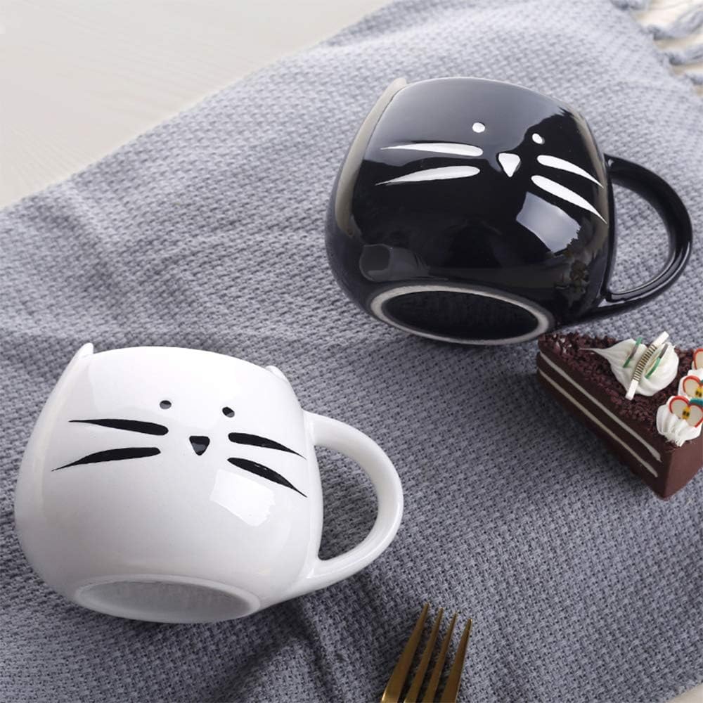 SITAKE 2 Pack Cute Cat Ceramic Coffee Mug Cups with 2 Pcs Spoons Set, 500ml, Great for Women Girls Cat Lovers, Morning Tea Coffee Milk