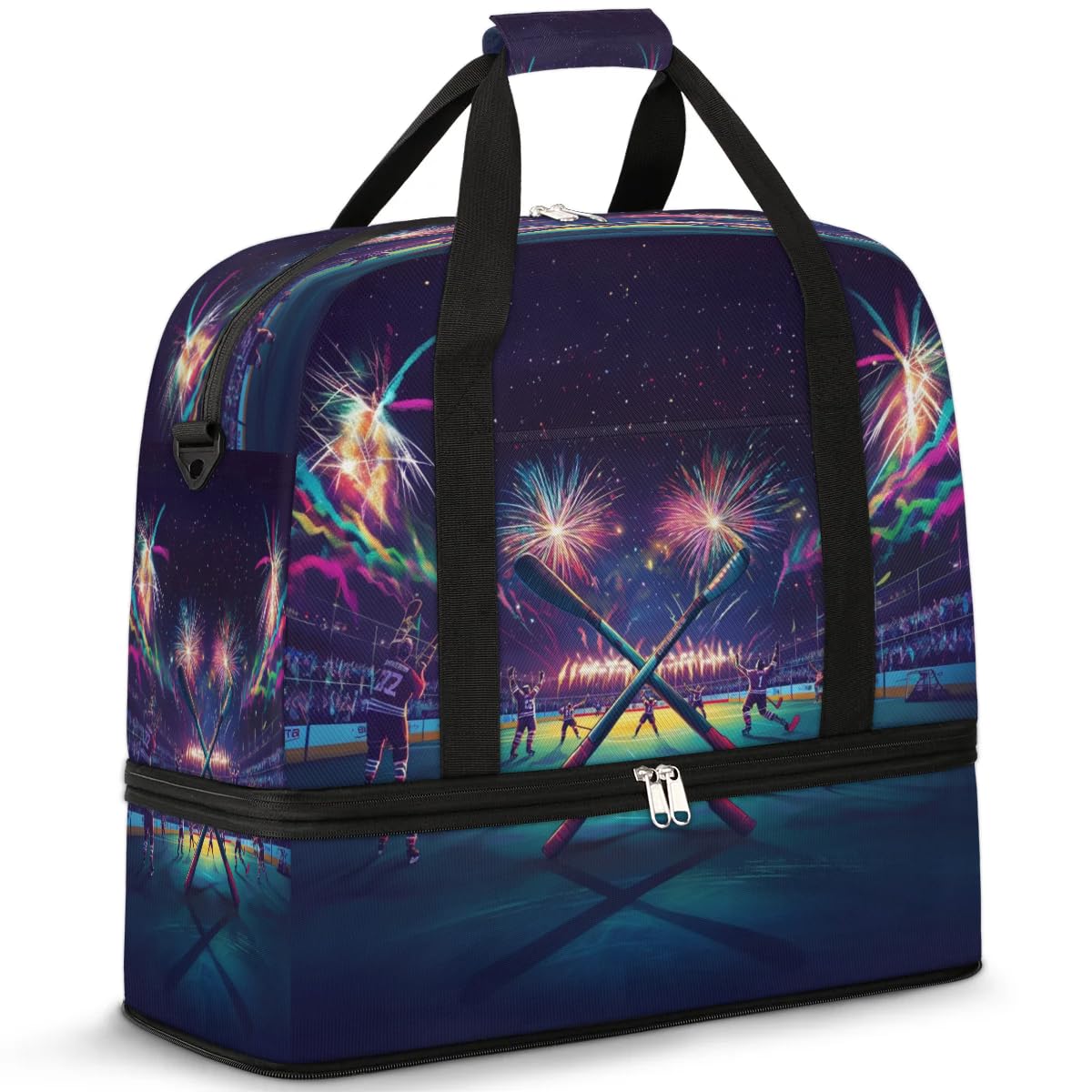Sac de sport de hockey pour homme et femme, sac de week-end, sac fourre-tout pliable et séparé, 47 l pour sport, gym, yoga, couleur, 47 L, Organiseur de sac