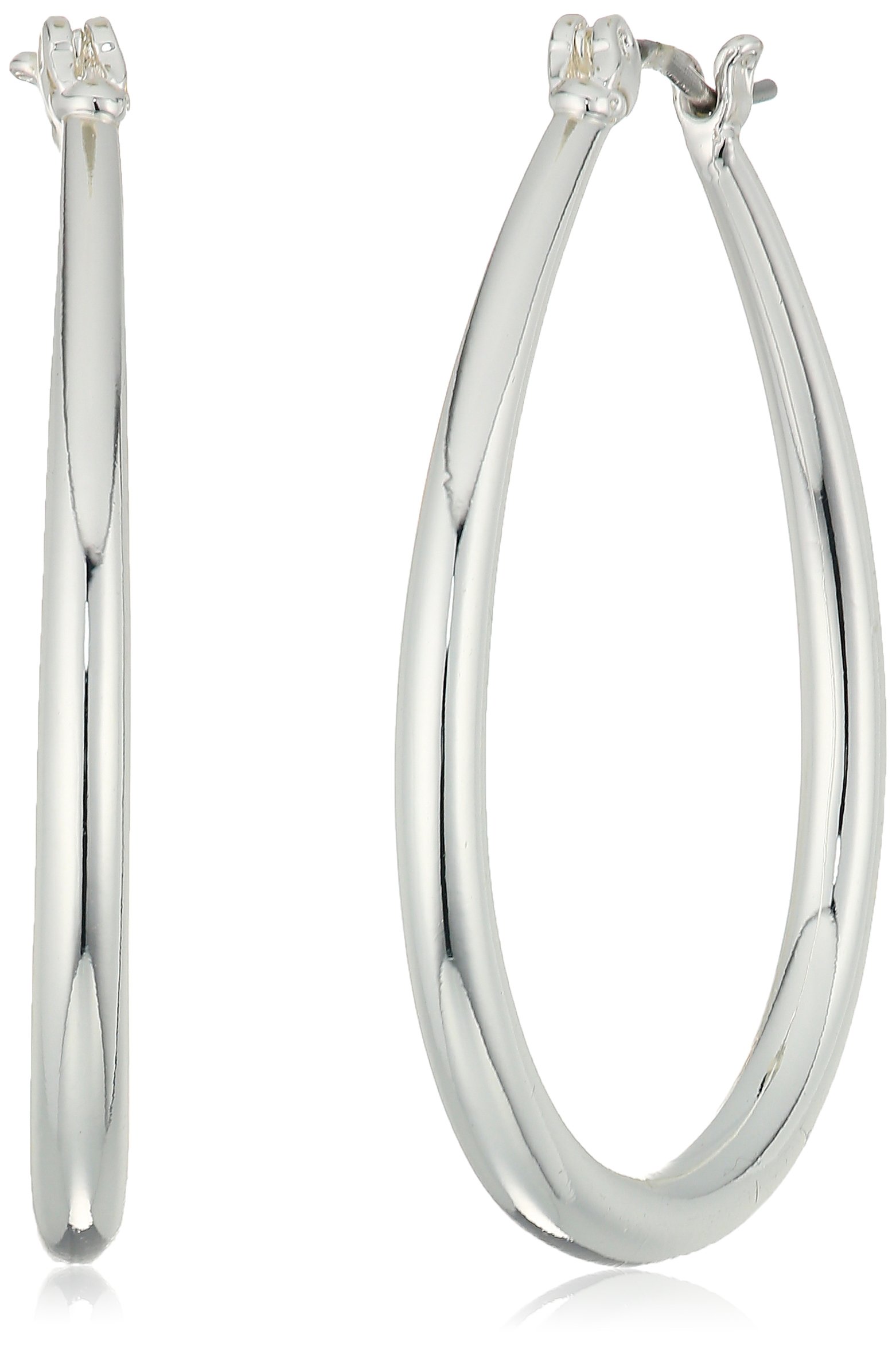 ChapsWomen's Oval Tubular Clickit Hoop Earrings, Silver