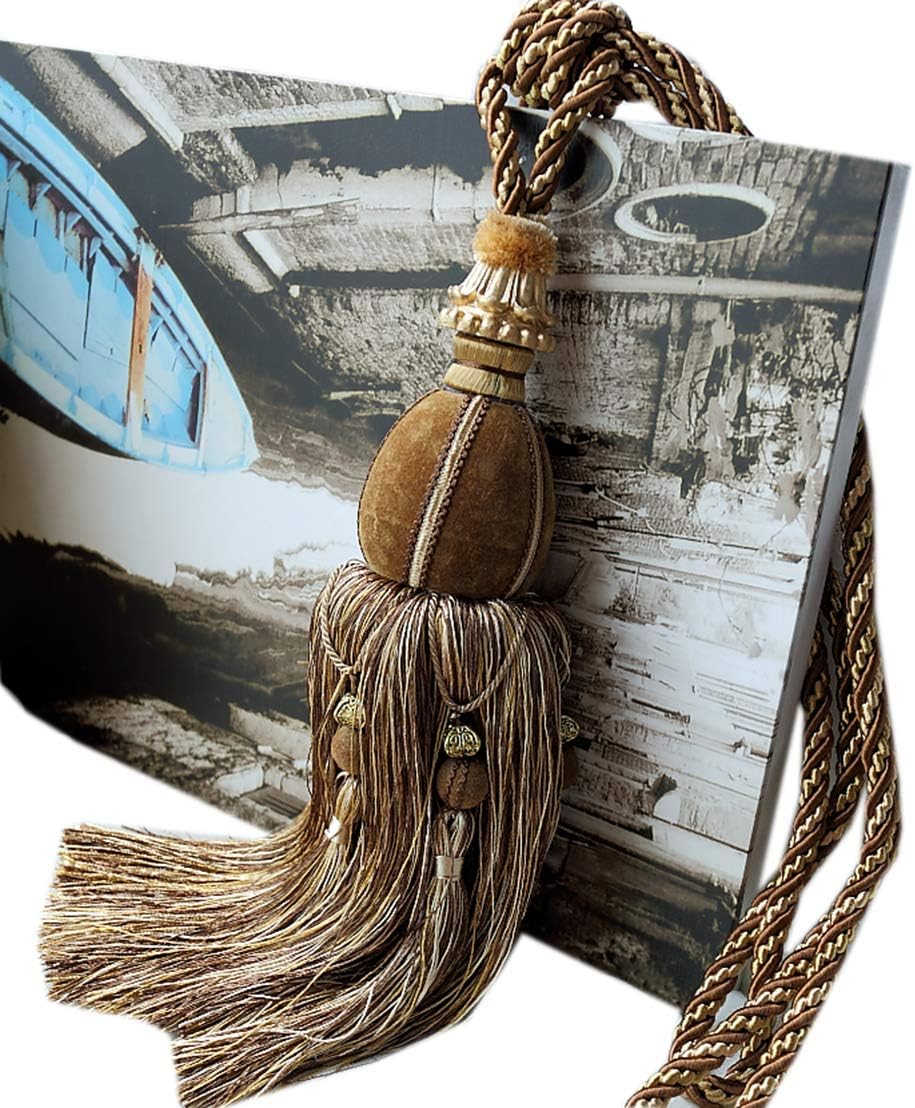 Luxurious Curtain Buckle Tassels Curtain Tiebacks Set of 2 Curtain Tiebacks Rope Holdbacks (Light Coffee)