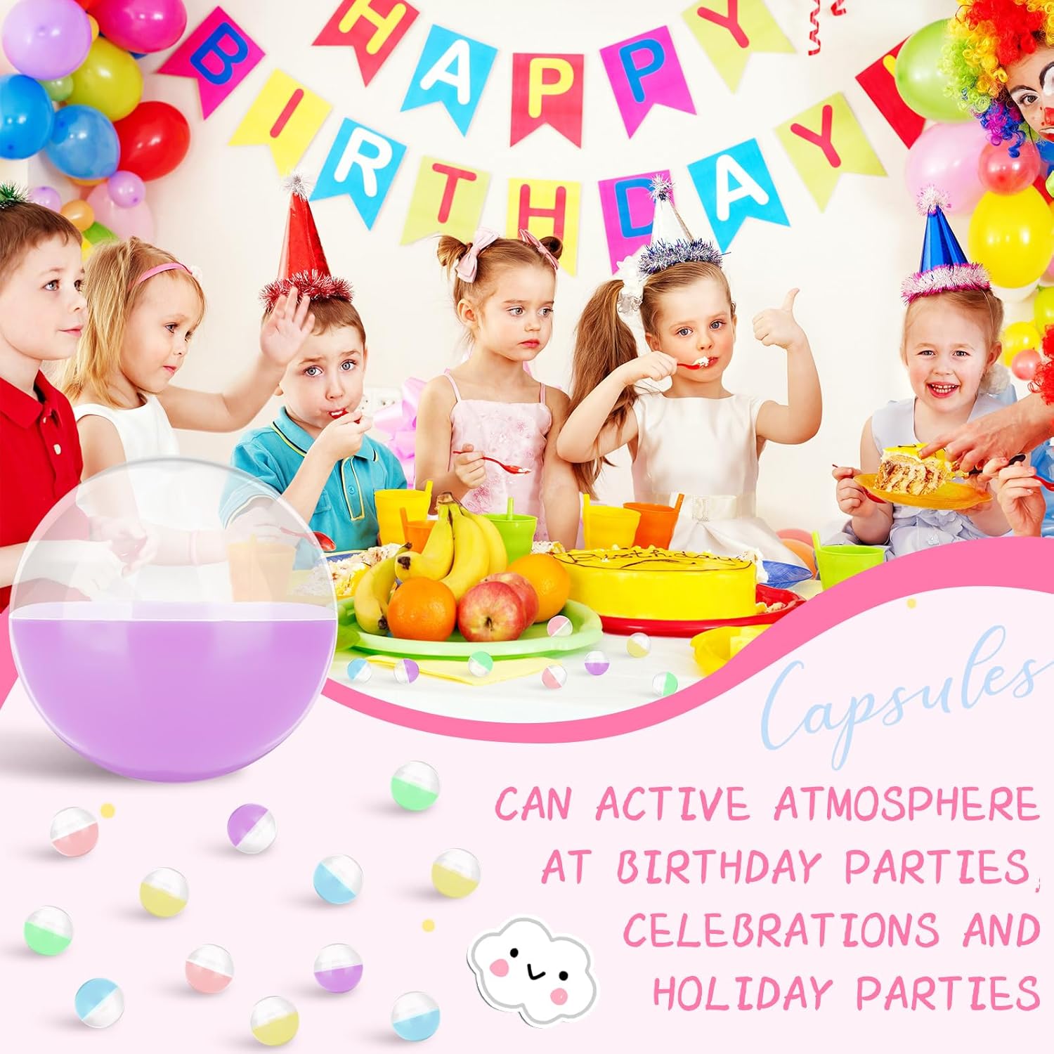 Honoson 500 Pcs Vending Machine Capsules 1.1" Gumball Machine Capsule Small Empty Toy Capsules Clear Colored Plastic Gumball Machine Containers for Toy Candy Party Favors(Macaron Colors,Round) - Image 6