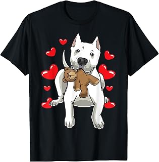 Dogo Argentino Dog With Stuffed Animal And Hearts T-Shirt