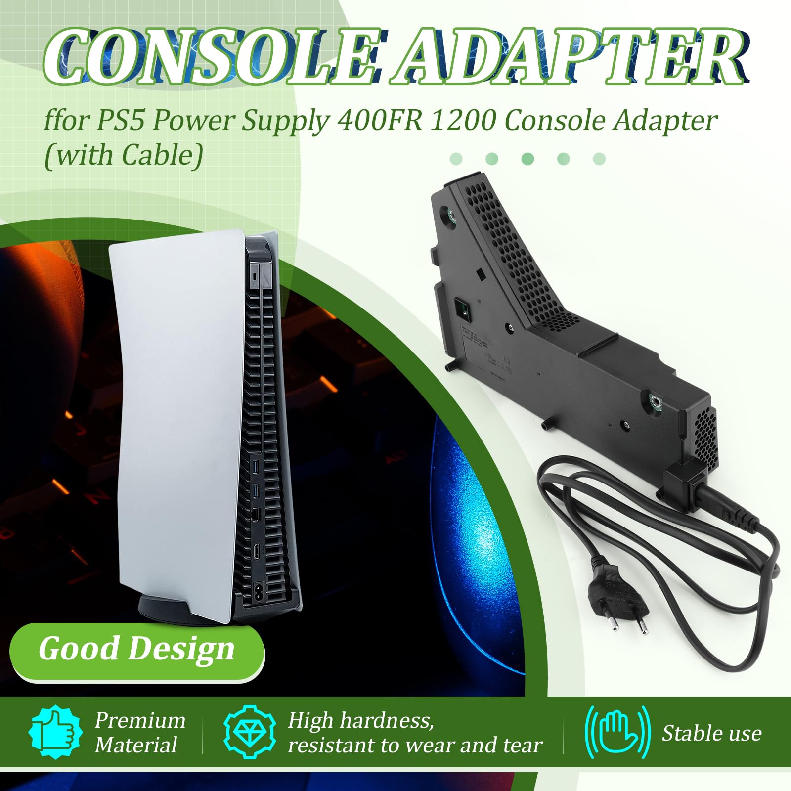 RongZy per PS5 Alimentatore per Playstation 5 Alimentatore Interno Sostituire ADP-400FR PA-1401-JT3 con Cavo di Alimentazione Strumenti di Riparazione