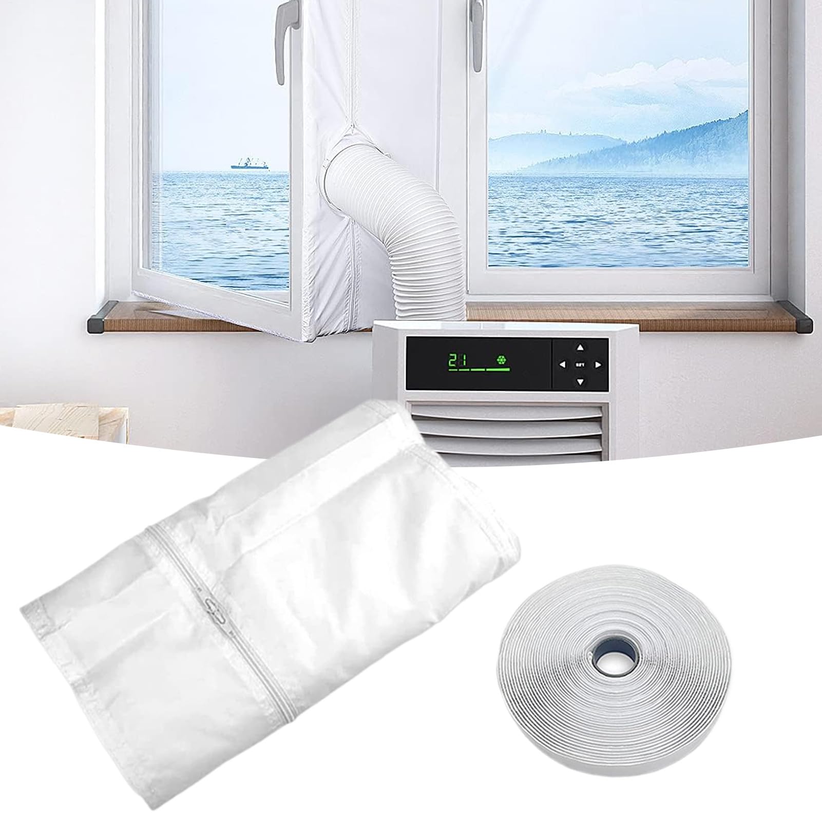Kit portatile per finestre del condizionatore d'aria, kit di tenuta mobile per scorrevoli, senza trapano, accessori di ventilazione per dormitorio, appartamento, camera da letto, viaggi
