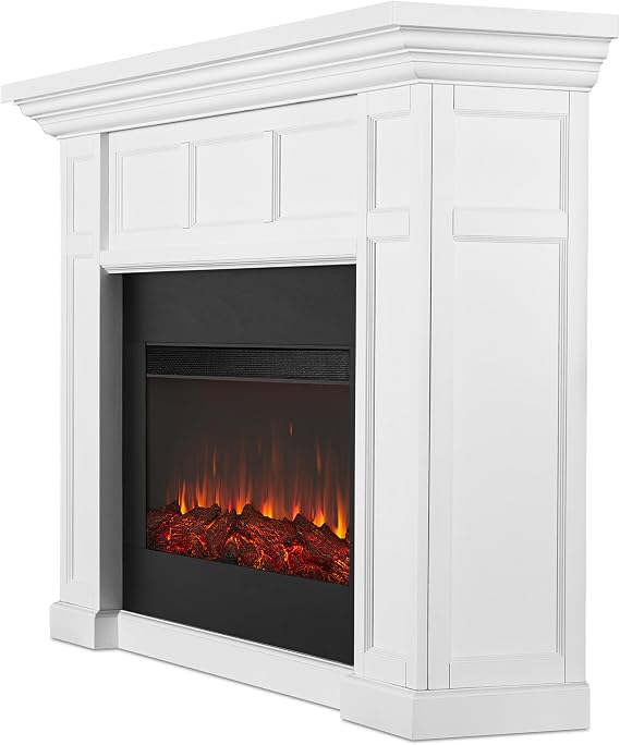 Real Flame Alcott 75 Electric Fireplace with Mantel for Living Room or Bedroom, Replaceable Fireplace Insert Heater, Realistic Log and Flame Effect, Remote Control, Timer