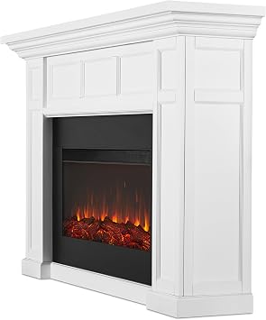 Real Flame Alcott 75 Electric Fireplace with Mantel for Living Room or Bedroom, Replaceable Fireplace Insert Heater, Realistic Log and Flame Effect, Remote Control, Timer