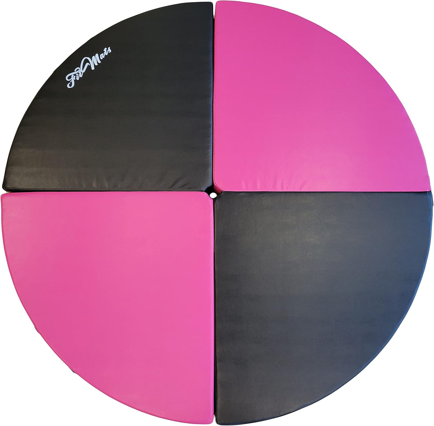 5Ft Wide Foldable Circular Exercise and Dance Pole Cushion. Cross Linked EPE Foam Safety Padding Portable Crash Mat w/PU Leather Skid Proof Covering for Superior Durability!(Pink/Black)