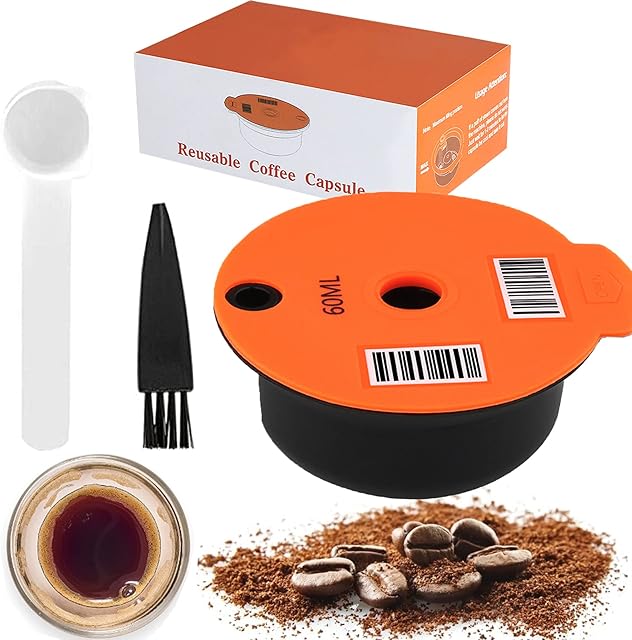 Reusable Coffee Capsule, Compatible with Bosch Tassimo Machines, Coffee Filter Refillable, Coffee Pods with Readable Barcode
